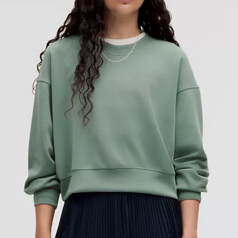 Lululemon Softstreme Oversized Green Cropped Crew Sweatshirt